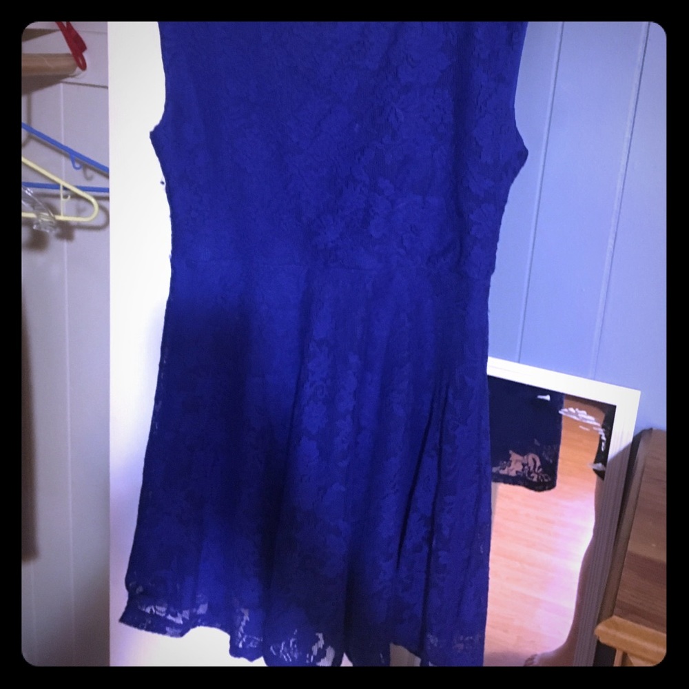 Blue lace mini dress